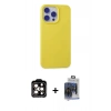 MARSİLYAN™- iPhone 15 Pro Max Kılıf Ahenk Serisi - Siyah Vanessa Magic Cam + Turuncu PVD Metal Kamera Lens
