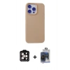 MARSİLYAN™- iPhone 15 Pro Max Kılıf Ahenk Serisi - Siyah Vanessa Magic Cam + Turuncu PVD Metal Kamera Lens