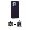 MARSİLYAN™- iPhone 15 Pro Max Kılıf Ahenk Serisi - Siyah Vanessa Magic Cam + Turuncu PVD Metal Kamera Lens