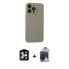 MARSİLYAN™- iPhone 15 Pro Max Kılıf Ahenk Serisi - Siyah Vanessa Magic Cam + Turuncu PVD Metal Kamera Lens