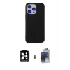 MARSİLYAN™- iPhone 15 Pro Max Kılıf Ahenk Serisi - Siyah Vanessa Magic Cam + Turuncu PVD Metal Kamera Lens