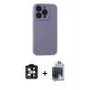 MARSİLYAN™- iPhone 15 Pro Max Kılıf Ahenk Serisi - Siyah Vanessa Magic Cam + Turuncu PVD Metal Kamera Lens