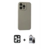 MARSİLYAN™- iPhone 15 Pro Max Kılıf Ahenk Serisi - Siyah Vanessa Magic Hayalet Cam + PVD Metal Kamera Lens - LT