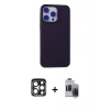 MARSİLYAN™- iPhone 15 Pro Max Kılıf Ahenk Serisi - Siyah Vanessa Magic Hayalet Cam + PVD Metal Kamera Lens - LT