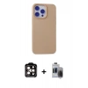 MARSİLYAN™- iPhone 15 Pro Max Kılıf Ahenk Serisi - Siyah Vanessa Magic Hayalet Cam + PVD Metal Kamera Lens - TU