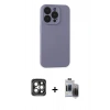 MARSİLYAN™- iPhone 15 Pro Max Kılıf Ahenk Serisi - Siyah Vanessa Magic Hayalet Cam + PVD Metal Kamera Lens - GI