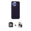 MARSİLYAN™- iPhone 15 Pro Max Kılıf Ahenk Serisi - Siyah Vanessa Magic Hayalet Cam + PVD Metal Kamera Lens - TU