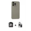 MARSİLYAN™- iPhone 15 Pro Max Kılıf Ahenk Serisi - Siyah Vanessa Magic Hayalet Cam + PVD Metal Kamera Lens - TU