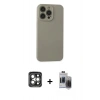 MARSİLYAN™- iPhone 15 Pro Max Kılıf Ahenk Serisi - Siyah Vanessa Magic Hayalet Cam + PVD Metal Kamera Lens - GI