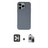 MARSİLYAN™- iPhone 15 Pro Max Kılıf Ahenk Serisi - Siyah Vanessa Magic Hayalet Cam + PVD Metal Kamera Lens - GI