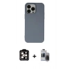 MARSİLYAN™- iPhone 15 Pro Max Kılıf Ahenk Serisi - Siyah Vanessa Magic Hayalet Cam + PVD Metal Kamera Lens - TU