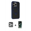 MARSİLYAN™- iPhone 15 Pro Max Kılıf Ahenk Yansıma Özel Seri - Şeffaf 360 Full Body Arka Koruyucu + PVD Metal Kamera Lens - LT