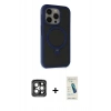 MARSİLYAN™- iPhone 15 Pro Max Kılıf Ahenk Yansıma Özel Seri - Şeffaf Pasifik Cam Ekran Koruyucu + PVD Metal Kamera Lens - GI