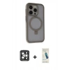 MARSİLYAN™- iPhone 15 Pro Max Kılıf Ahenk Yansıma Özel Seri - Şeffaf Pasifik Cam Ekran Koruyucu + PVD Metal Kamera Lens - GI