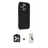 MARSİLYAN™- iPhone 15 Pro Max Kılıf Ahenk Yansıma Özel Seri - Şeffaf Pasifik Cam Ekran Koruyucu + PVD Metal Kamera Lens - TU