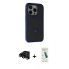 MARSİLYAN™- iPhone 15 Pro Max Kılıf Ahenk Yansıma Özel Seri - Şeffaf Pasifik Cam Ekran Koruyucu + Siyah Raze Metal Kamera Lens
