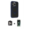 MARSİLYAN™- iPhone 15 Pro Max Kılıf Ahenk Yansıma Özel Seri - Siyah 360 Mat Full Body Arka Koruyucu + PVD Metal Kamera Lens - TU