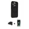 MARSİLYAN™- iPhone 15 Pro Max Kılıf Ahenk Yansıma Özel Seri - Siyah 360 Mat Full Body Arka Koruyucu + Raze Metal Kamera Lens - TMGI