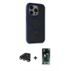 MARSİLYAN™- iPhone 15 Pro Max Kılıf Ahenk Yansıma Özel Seri - Siyah 360 Mat Full Body Arka Koruyucu + Raze Metal Kamera Lens - TMGI
