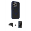 MARSİLYAN™- iPhone 15 Pro Max Kılıf Ahenk Yansıma Özel Seri - Siyah 3D Antistatik Hayalet Cam Ekran Koruyucu + Raze Metal Kamera Lens - GS
