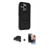 MARSİLYAN™- iPhone 15 Pro Max Kılıf Ahenk Yansıma Özel Seri - Siyah 3D Antistatik Mat Seramik Nano Ekran Koruyucu + Raze Metal Kamera Lens - GS