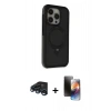 MARSİLYAN™- iPhone 15 Pro Max Kılıf Ahenk Yansıma Özel Seri - Siyah 3D Antistatik Mat Seramik Nano Ekran Koruyucu + Raze Metal Kamera Lens - LT