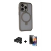 MARSİLYAN™- iPhone 15 Pro Max Kılıf Ahenk Yansıma Özel Seri - Siyah 3D Antistatik Mat Seramik Nano Ekran Koruyucu + Raze Metal Kamera Lens - GS