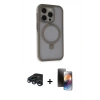 MARSİLYAN™- iPhone 15 Pro Max Kılıf Ahenk Yansıma Özel Seri - Siyah 3D Antistatik Mat Seramik Nano Ekran Koruyucu + Raze Metal Kamera Lens - LT