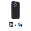 MARSİLYAN™- iPhone 15 Pro Max Kılıf Ahenk Yansıma Özel Seri - Siyah 3D Antistatik Seramik Nano Ekran Koruyucu + PVD Metal Kamera Lens - GS