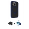 MARSİLYAN™- iPhone 15 Pro Max Kılıf Ahenk Yansıma Özel Seri - Siyah 3D Antistatik Seramik Nano Ekran Koruyucu + Raze Metal Kamera Lens - TMGI
