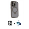 MARSİLYAN™- iPhone 15 Pro Max Kılıf Ahenk Yansıma Özel Seri - Siyah 3D Antistatik Seramik Nano Ekran Koruyucu + PVD Metal Kamera Lens - GS