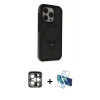 MARSİLYAN™- iPhone 15 Pro Max Kılıf Ahenk Yansıma Özel Seri - Siyah 3D Antistatik Seramik Nano Ekran Koruyucu + PVD Metal Kamera Lens - GS
