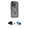 MARSİLYAN™- iPhone 15 Pro Max Kılıf Ahenk Yansıma Özel Seri - Siyah 3D Antistatik Seramik Nano Ekran Koruyucu + Siyah Raze Metal Kamera Lens