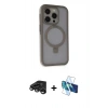 MARSİLYAN™- iPhone 15 Pro Max Kılıf Ahenk Yansıma Özel Seri - Siyah 3D Antistatik Seramik Nano Ekran Koruyucu + Raze Metal Kamera Lens - TMGI