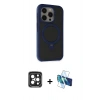 MARSİLYAN™- iPhone 15 Pro Max Kılıf Ahenk Yansıma Özel Seri - Siyah 3D Antistatik Seramik Nano Ekran Koruyucu + Siyah PVD Metal Kamera Lens