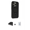 MARSİLYAN™- iPhone 15 Pro Max Kılıf Ahenk Yansıma Özel Seri - Siyah Bilvis 0.18mm Plus Cam Ekran Koruyucu + Gümüş Raze Metal Kamera Lens