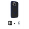MARSİLYAN™- iPhone 15 Pro Max Kılıf Ahenk Yansıma Özel Seri - Siyah Bilvis 0.18mm Plus Cam Ekran Koruyucu + PVD Metal Kamera Lens - GI