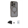 MARSİLYAN™- iPhone 15 Pro Max Kılıf Ahenk Yansıma Özel Seri - Siyah Bilvis 0.18mm Plus Cam Ekran Koruyucu + Siyah Raze Metal Kamera Lens