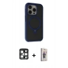 MARSİLYAN™- iPhone 15 Pro Max Kılıf Ahenk Yansıma Özel Seri - Siyah Bilvis 3D Cam Ekran Koruyucu + PVD Metal Kamera Lens - LT