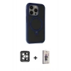 MARSİLYAN™- iPhone 15 Pro Max Kılıf Ahenk Yansıma Özel Seri - Siyah Bilvis 3D Cam Ekran Koruyucu + PVD Metal Kamera Lens - GI