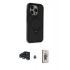 MARSİLYAN™- iPhone 15 Pro Max Kılıf Ahenk Yansıma Özel Seri - Siyah Bilvis 3D Cam Ekran Koruyucu + Raze Metal Kamera Lens - LT