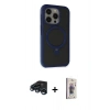 MARSİLYAN™- iPhone 15 Pro Max Kılıf Ahenk Yansıma Özel Seri - Siyah Bilvis 3D Cam Ekran Koruyucu + Raze Metal Kamera Lens - LT