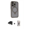 MARSİLYAN™- iPhone 15 Pro Max Kılıf Ahenk Yansıma Özel Seri - Siyah Bilvis 3D Cam Ekran Koruyucu + Raze Metal Kamera Lens - GS