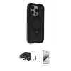 MARSİLYAN™- iPhone 15 Pro Max Kılıf Ahenk Yansıma Özel Seri - Siyah Bilvis 3D Mat Cam Ekran Koruyucu + Raze Metal Kamera Lens - GS