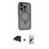 MARSİLYAN™- iPhone 15 Pro Max Kılıf Ahenk Yansıma Özel Seri - Siyah Bilvis 3D Mat Cam Ekran Koruyucu + Raze Metal Kamera Lens - GS