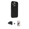 MARSİLYAN™- iPhone 15 Pro Max Kılıf Ahenk Yansıma Özel Seri - Siyah Bilvis 3D Mat Cam Ekran Koruyucu + Raze Metal Kamera Lens - LT