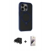 MARSİLYAN™- iPhone 15 Pro Max Kılıf Ahenk Yansıma Özel Seri - Siyah Bilvis 3D Mat Cam Ekran Koruyucu + Raze Metal Kamera Lens - SH