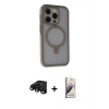 MARSİLYAN™- iPhone 15 Pro Max Kılıf Ahenk Yansıma Özel Seri - Siyah Bilvis 3D Mat Cam Ekran Koruyucu + Raze Metal Kamera Lens - SH