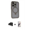 MARSİLYAN™- iPhone 15 Pro Max Kılıf Ahenk Yansıma Özel Seri - Siyah Bilvis 3D Mat Cam Ekran Koruyucu + Raze Metal Kamera Lens - TMGI