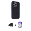 MARSİLYAN™- iPhone 15 Pro Max Kılıf Ahenk Yansıma Özel Seri - Siyah Bilvis 5in1 3D Magic Cam Ekran Koruyucu + Raze Metal Kamera Lens - TMGI